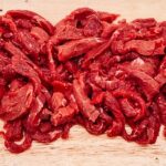 yearling beef strips close